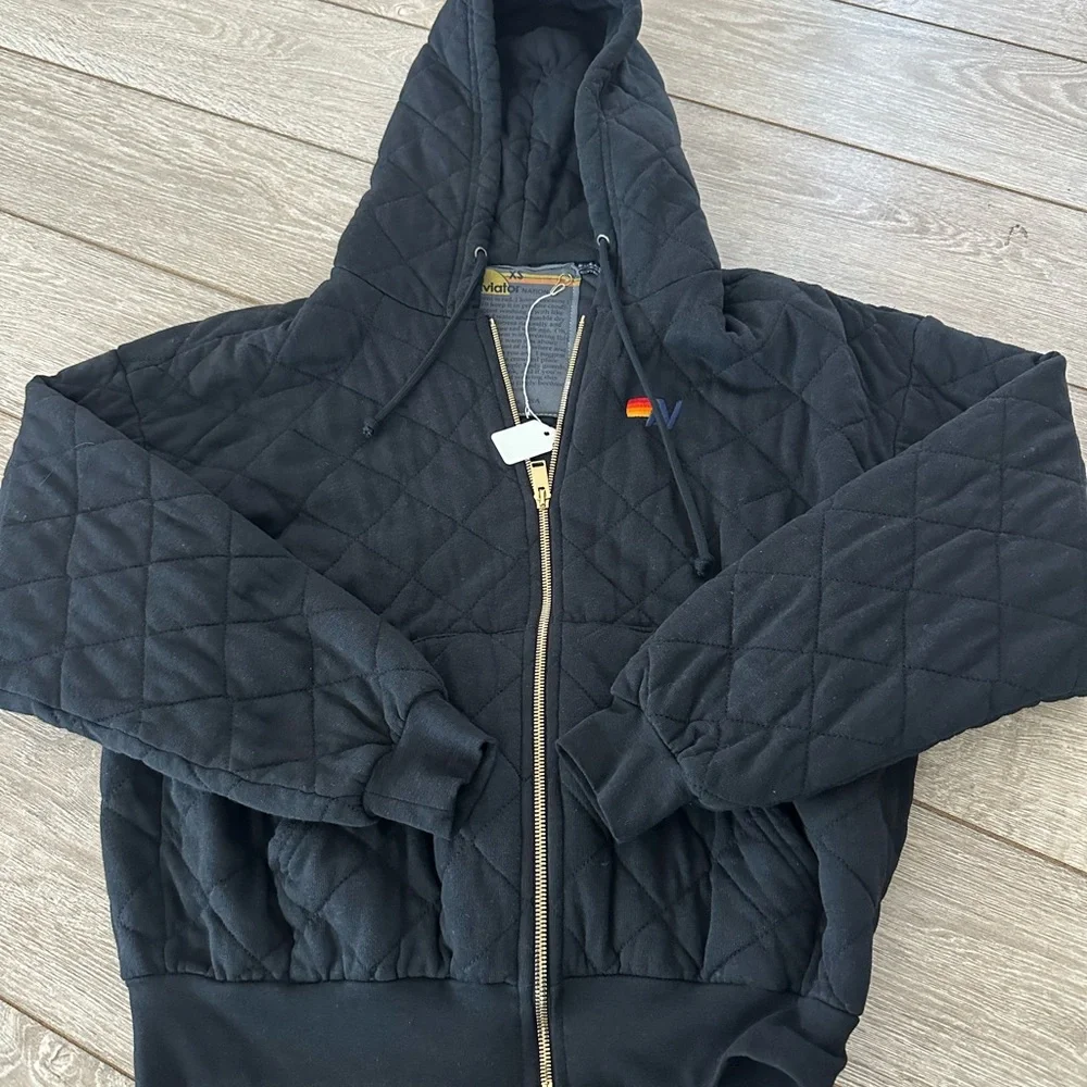 NWT XS AN Quilted Relaxed Pullover Hoodie - Picture 2 of 4